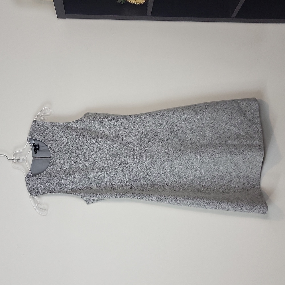 THEORY Raneid K Wool Felt Knit Light Heather Wool Sleeveless A-Line Dress